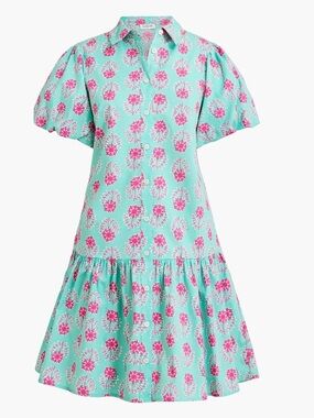 J Crew Floral Print Bubble Sleeve Button Front Mini Dress Size 4 NWT